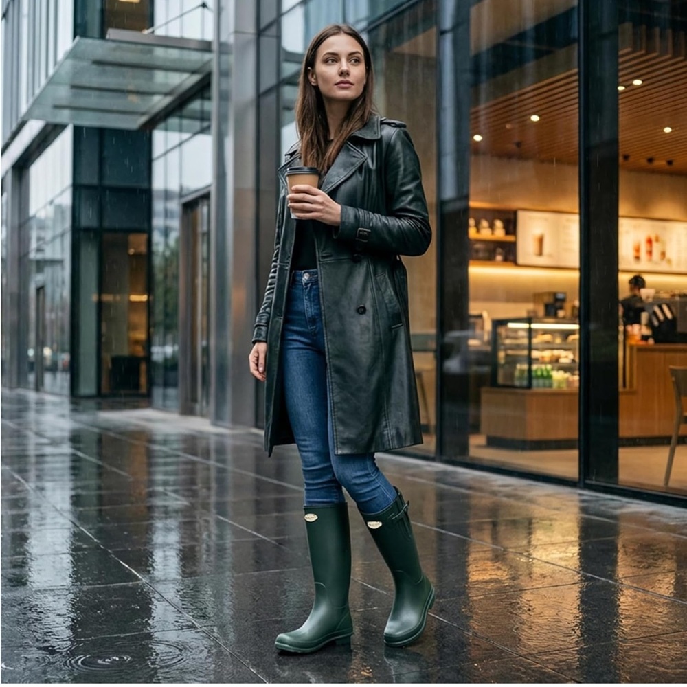 Tall Knee High Rain Boots Waterproof Winter Snow Slush,l Wide Calf,  Size 6